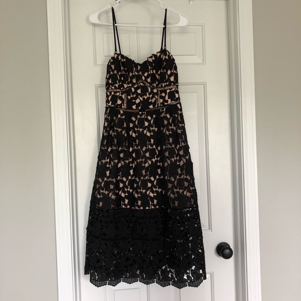 Gianni Bini black lace sweetheart dress midi XS